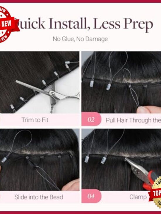 18 Inch Human Hair Extensions, Micro Beaded Weft, 100g, Straight Silky Remy main image 4